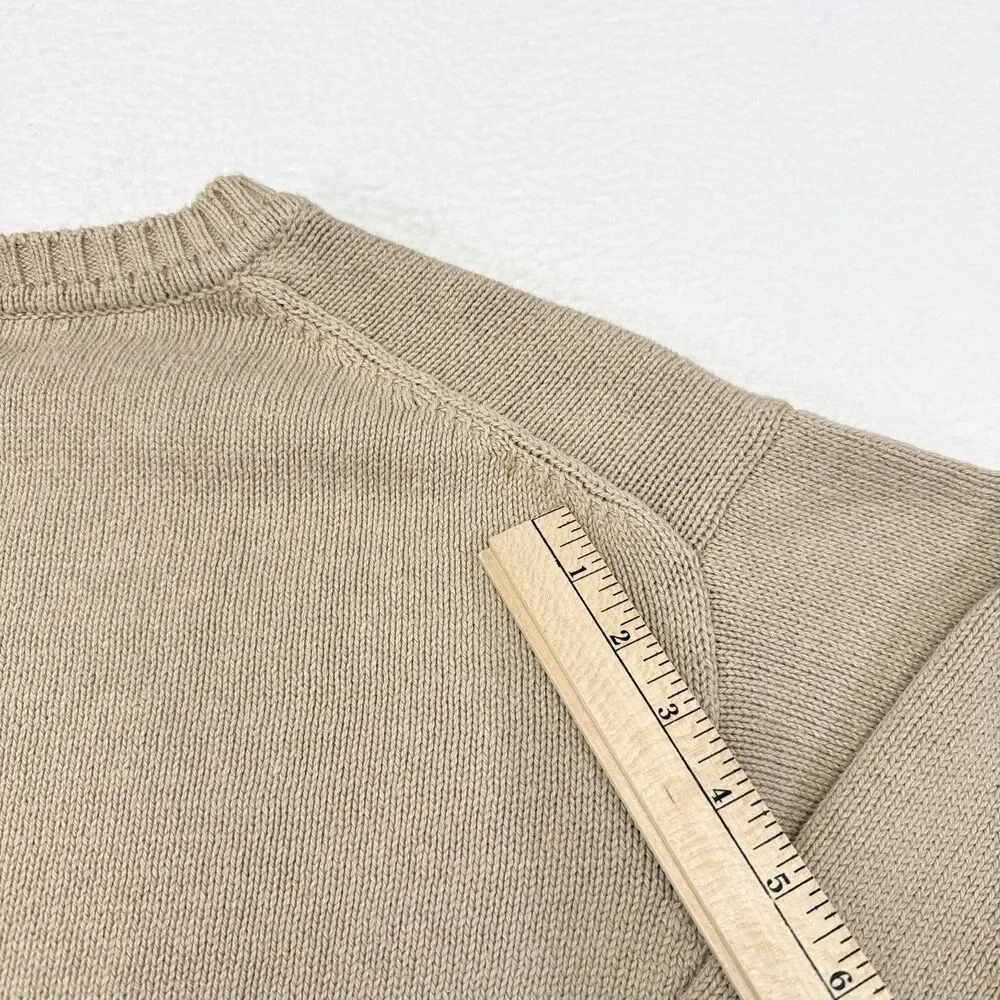 Vintage LL Bean Sweater Mens Size XL Tall Tan V Neck Pullover Knit Casual‎
